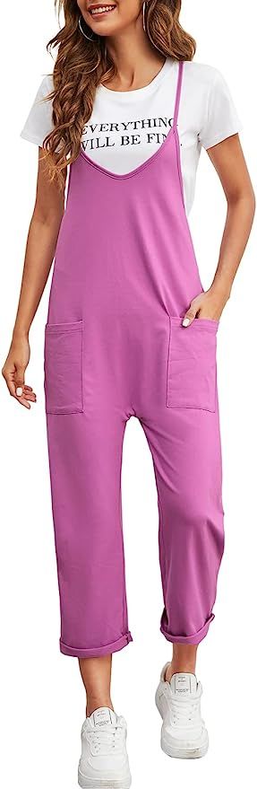 Nirovien Womens Oversized Sleeveless Jumpsuits Spaghetti Strap Wide Leg Rompers with Pocket One P... | Amazon (US)