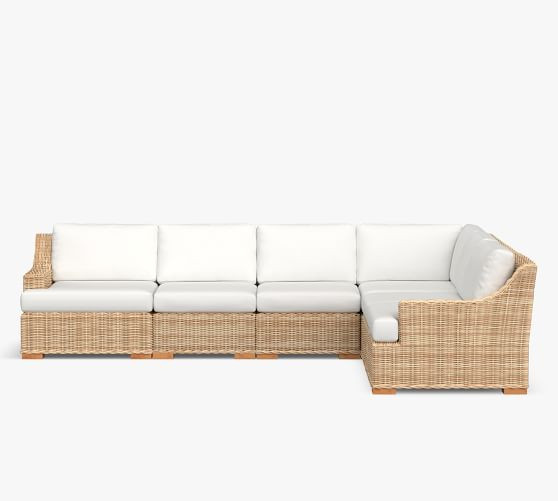 Huntington Wicker 6-Piece Slope Arm Outdoor Sectional (128") | Pottery Barn (US)