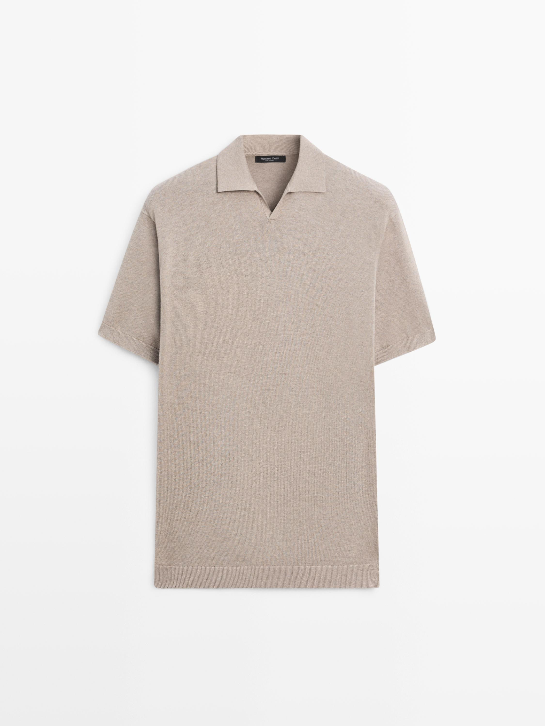 Cotton blend knit polo sweater | Massimo Dutti US