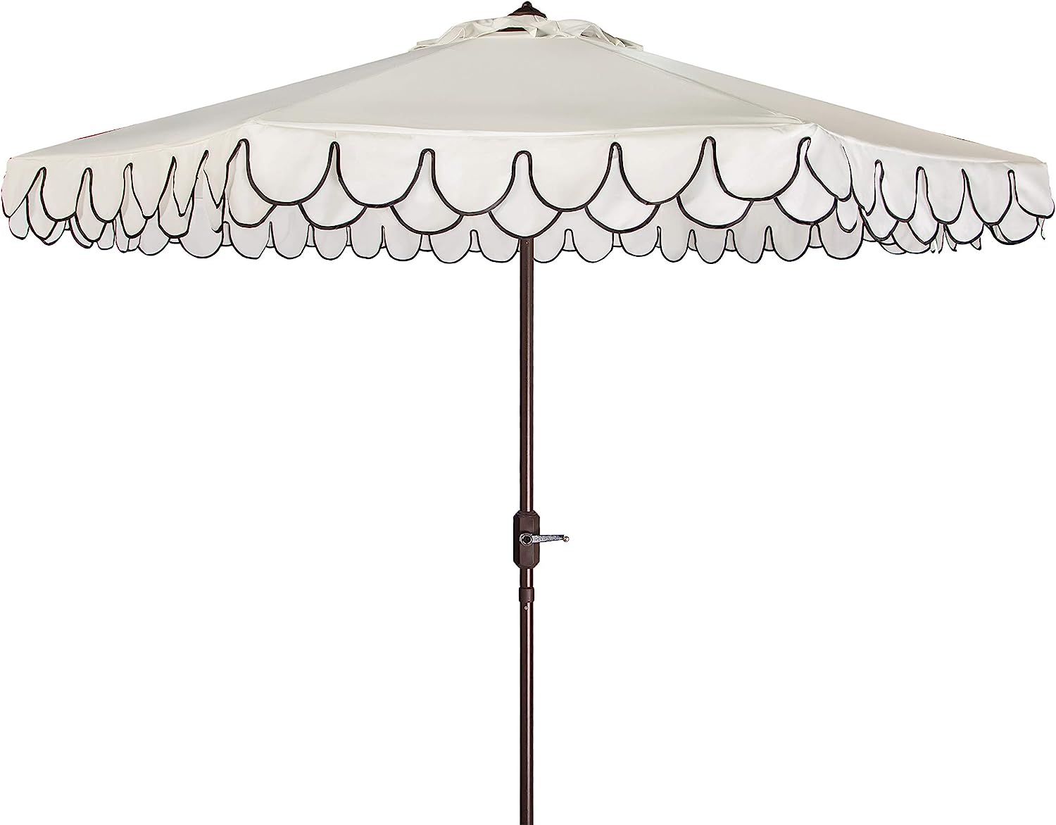 Safavieh PAT8006E Outdoor Collection Elegant White and Black Valance 9Ft Auto Tilt Umbrella | Amazon (US)