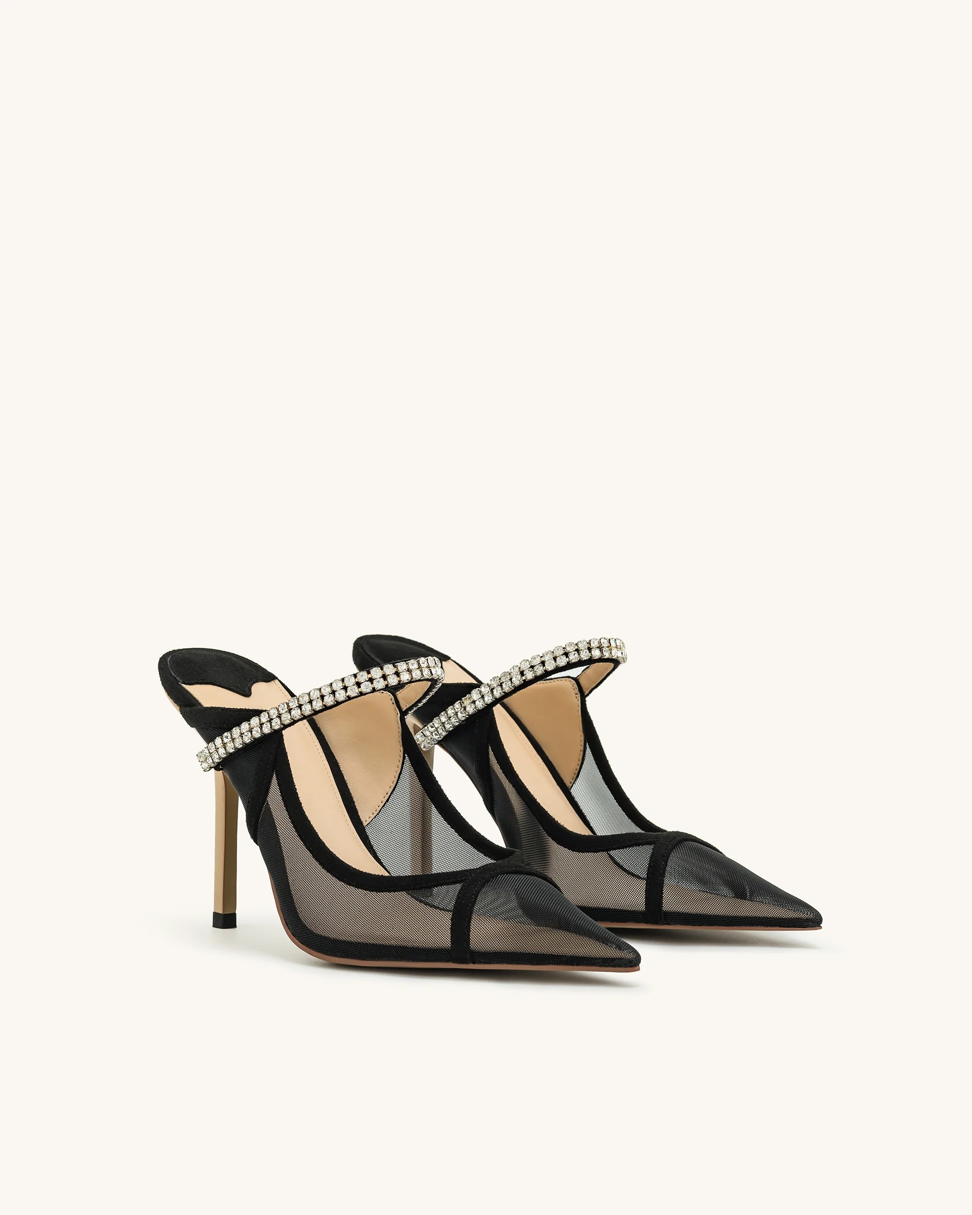 Scarlett Crystal Strap Sandals - Black | JW PEI US
