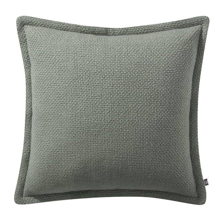 My Texas House 20" x 20" Andie Reversible Solid Green Cotton Decorative Pillow | Walmart (US)