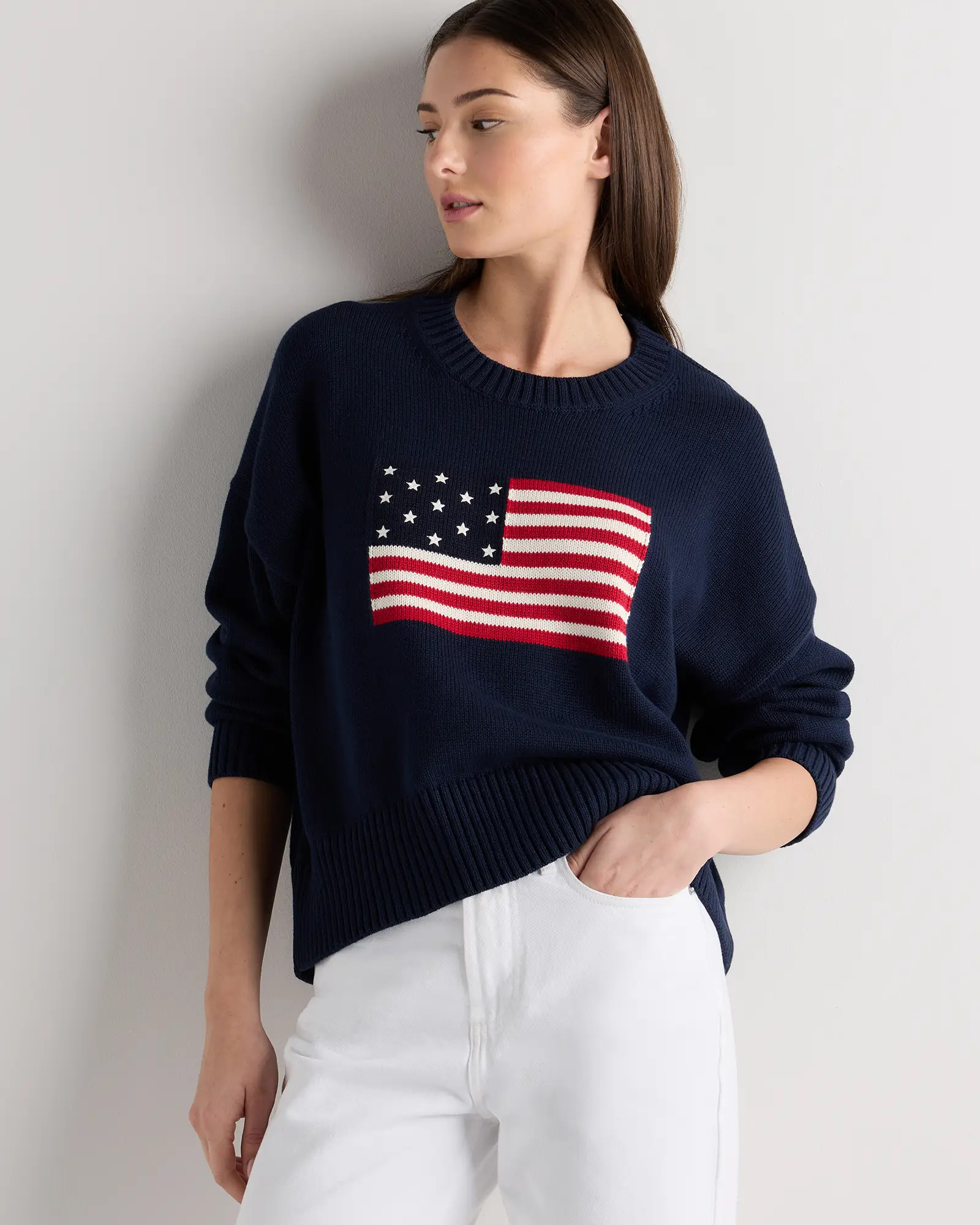 Women's 100% Organic Cotton Flag Sweater in Navy Flag | Quince