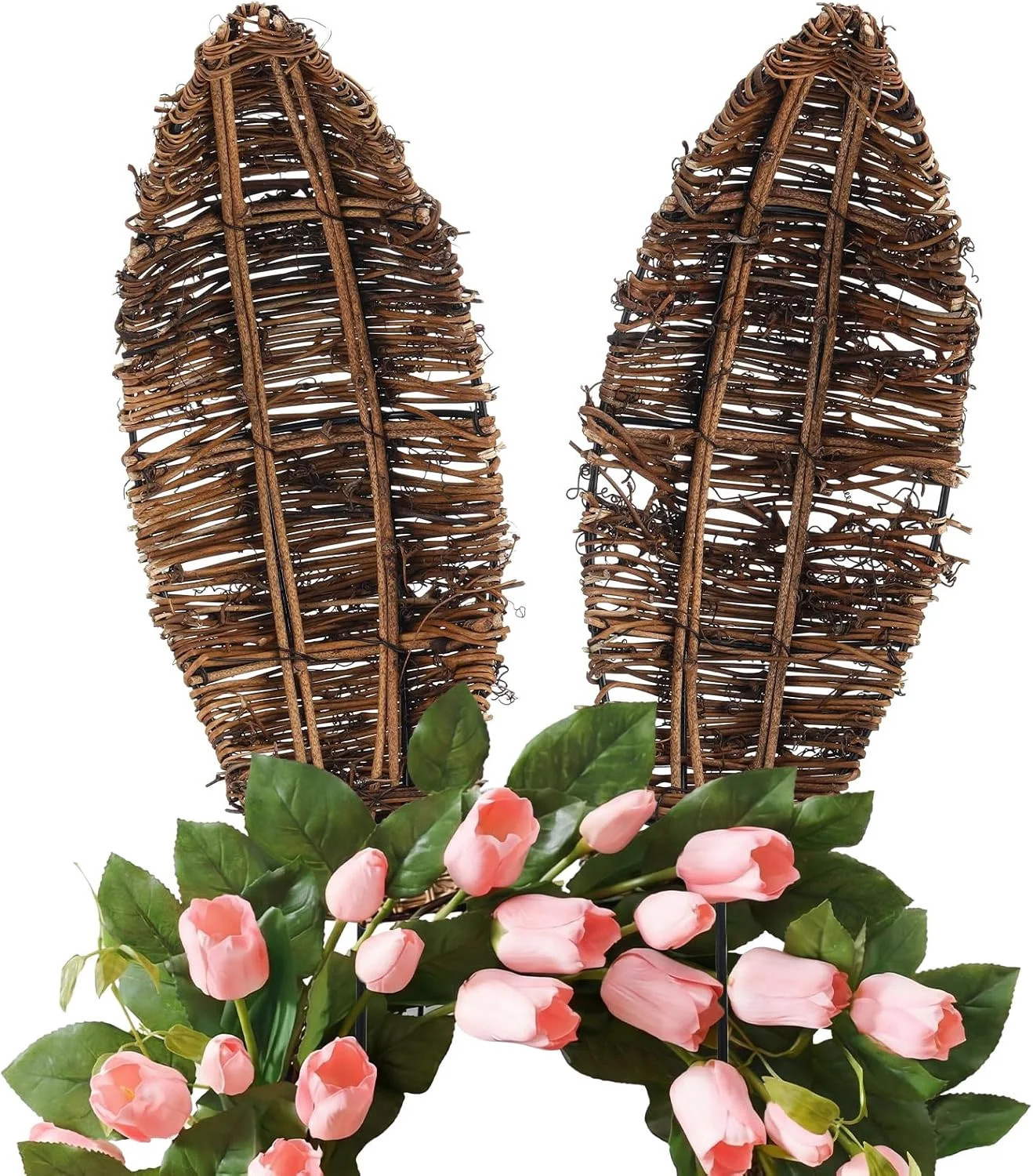 JEWLALO 14.5" Bendable Grapevine Bunny Ears for DIY Easter Wreaths, Natural Rattan Rabbit Ear Wre... | Walmart (US)