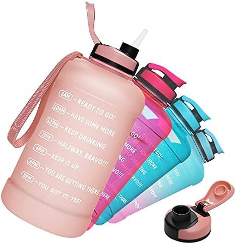 PASER Half Gallon/64oz Water Bottle with Straw & Time Marker, Wide Mouth Leakproof BPA Free Sport... | Amazon (US)