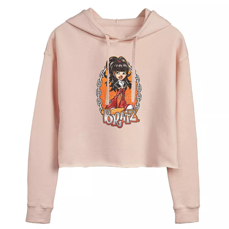 Juniors' Bratz Chains Flames Jade Cropped Hoodie, Girl's, Size: Medium, Pink | Kohl's