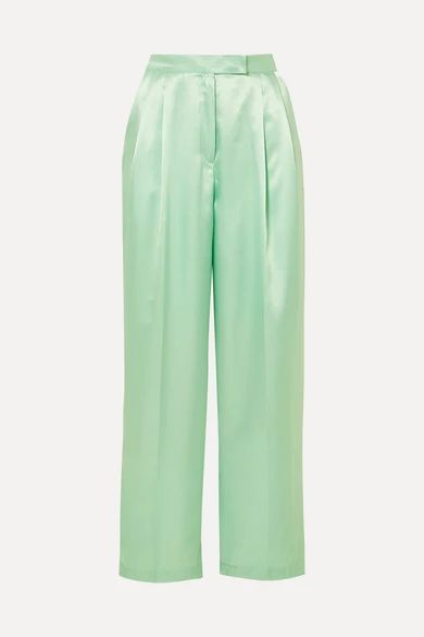 Frankie Shop - Karen Satin Wide-leg Pants - Mint | NET-A-PORTER (US)