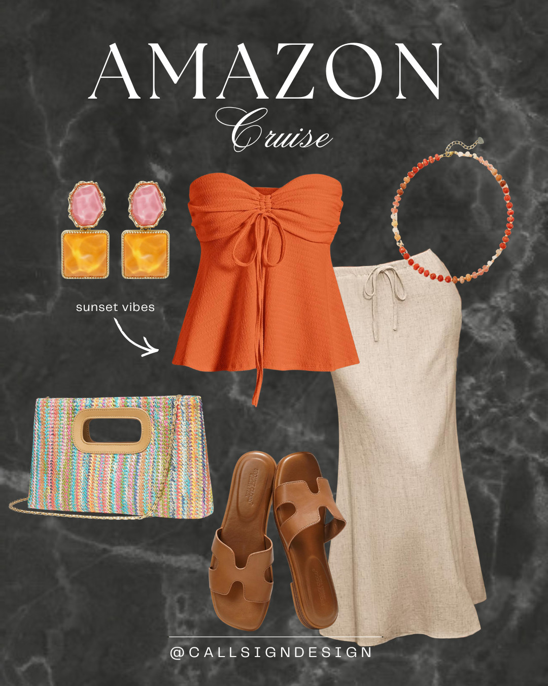 Cruise mode: ON 🌅⚓️
Linen maxi skirt and an easy orange tube top for effortless sunset energy. Paired with a woven clutch, comfortable slides, and pops of pink & orange for that golden hour glow. Serving coastal chic, deck drinks, and warm breeze vibes all night. 

 #LTKgrwm #LTKootd #LTKTravel