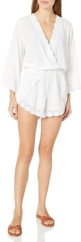 La Blanca Women's Crochet Trim Romper Swimsuit Cover Up | Amazon (US)
