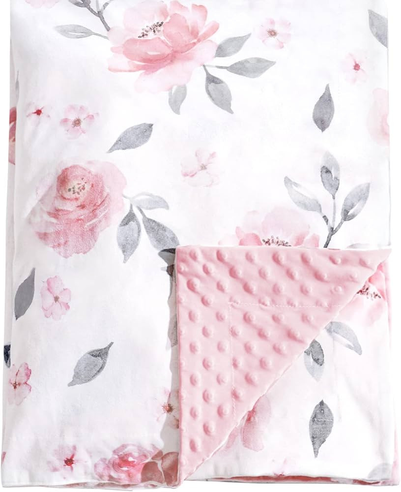 PHF Minky Baby Blanket for Girls, 30x40 Inches Soft Double Layer Baby Blankets with Dotted Backin... | Amazon (US)