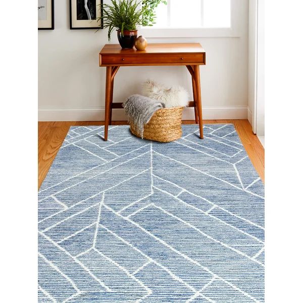 Hayley Geometric Handmade Tufted Wool Blue Area Rug | Wayfair North America