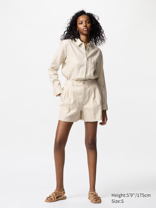 Women's Linen Cotton Shorts | UNIQLO UK | UNIQLO (UK)