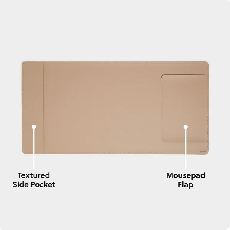 U Brands Desk Pad, Vegan Leather, Non-Slip Backing, 31.5 x 15.7 in., Iced Latte | Walmart (US)