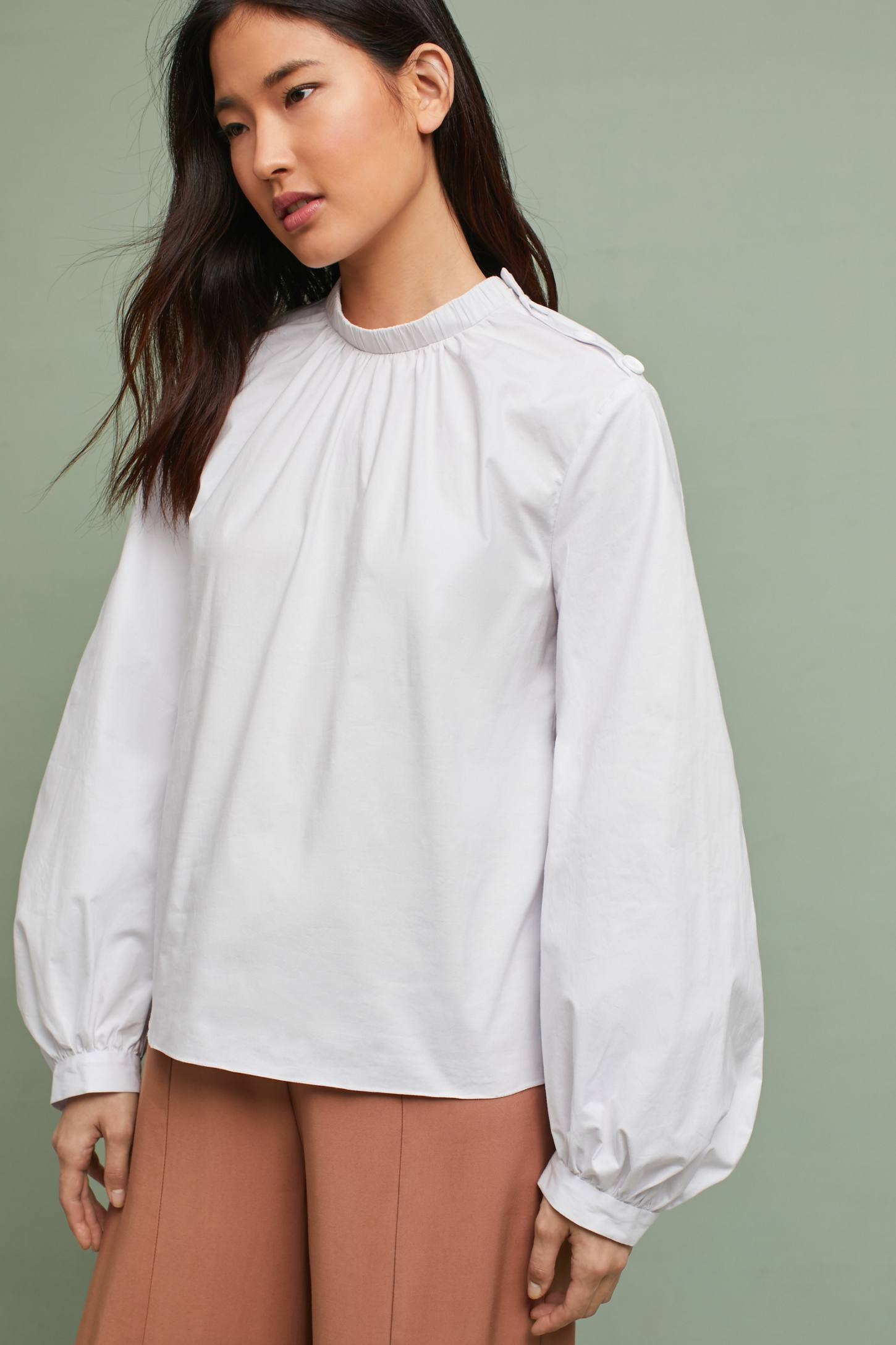 Mock Neck Poplin Blouse | Anthropologie (US)