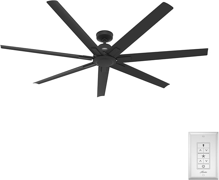 Hunter 72 inch Outdoor or Indoor Ceiling Fan without Light - Black Ceiling Fan with Wall Control,... | Amazon (US)
