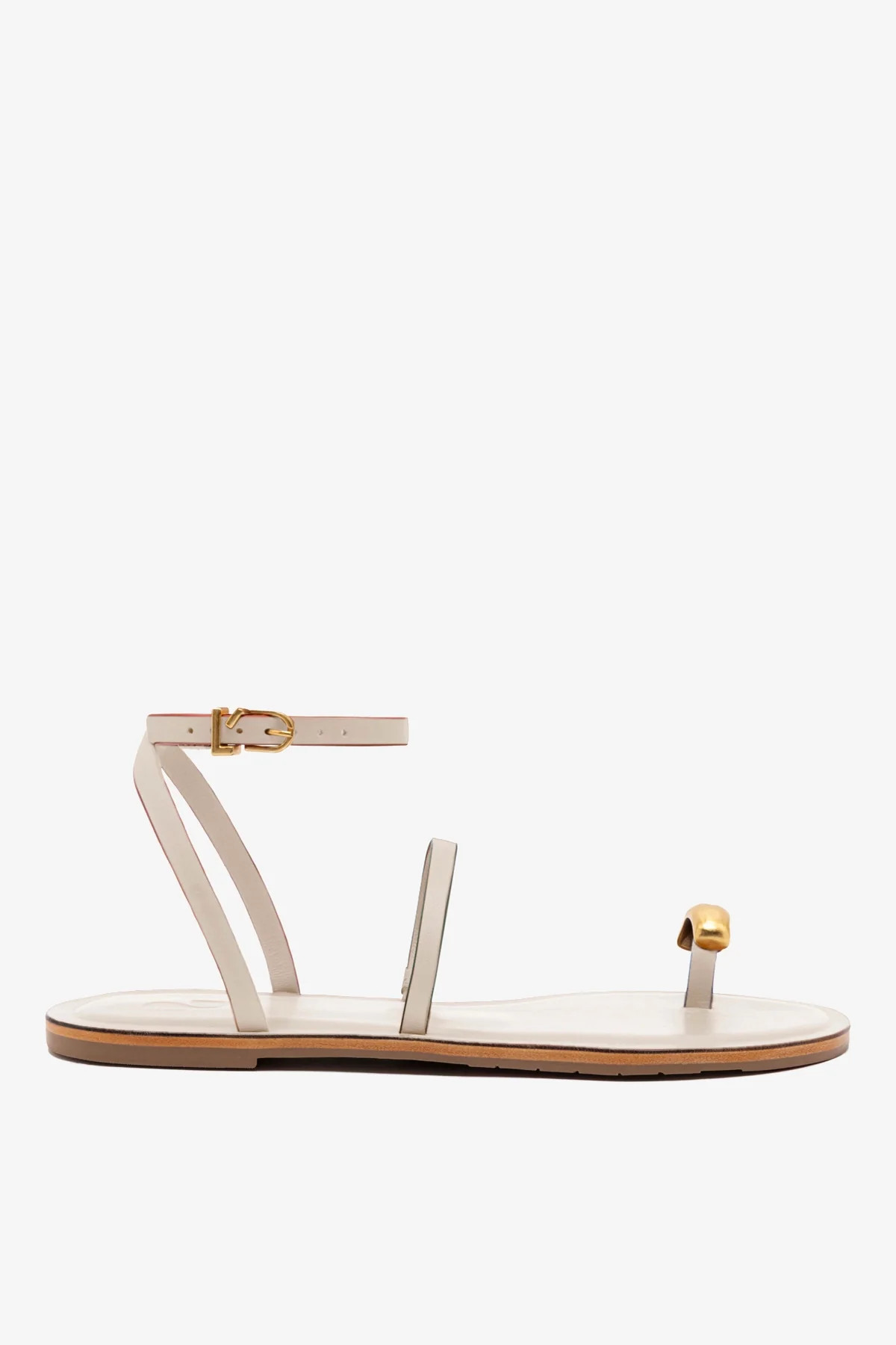 Biarritz Flat Sandal In Ivory Leather | Larroude