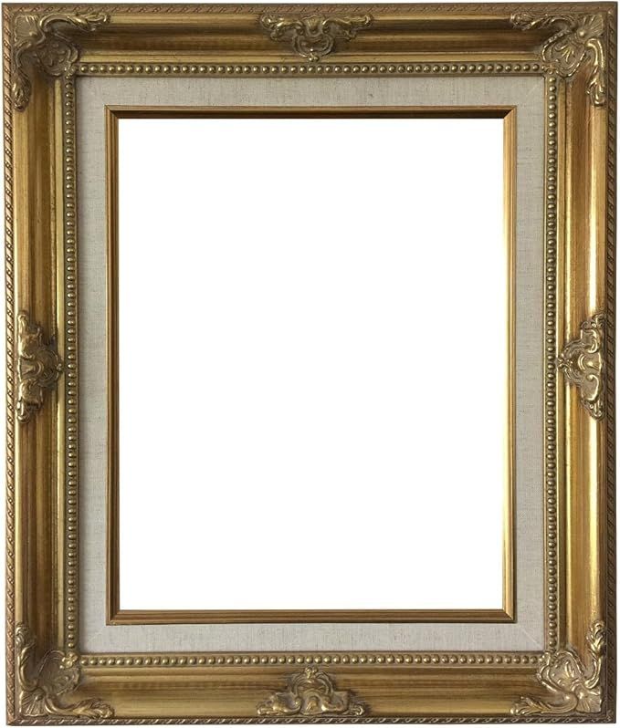 West Frames Estelle Antique Wood Baroque Picture Frame (Gold Natural Linen Liner, 16" x 20" Frame... | Amazon (US)