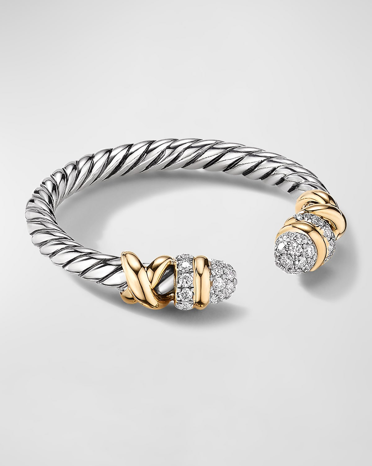 Petite Helena Ring with Pavé Diamonds and 18K Gold, 2.5mm, Size 6-8 | Neiman Marcus