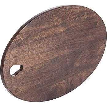 Oval Wood Charcuterie or Cutting Board with Handle, Gray | Amazon (US)