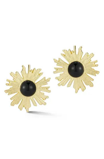 SPHERA MILANO Flower Statement Stud Earrings in Gold/Black at Nordstrom Rack | Nordstrom Rack