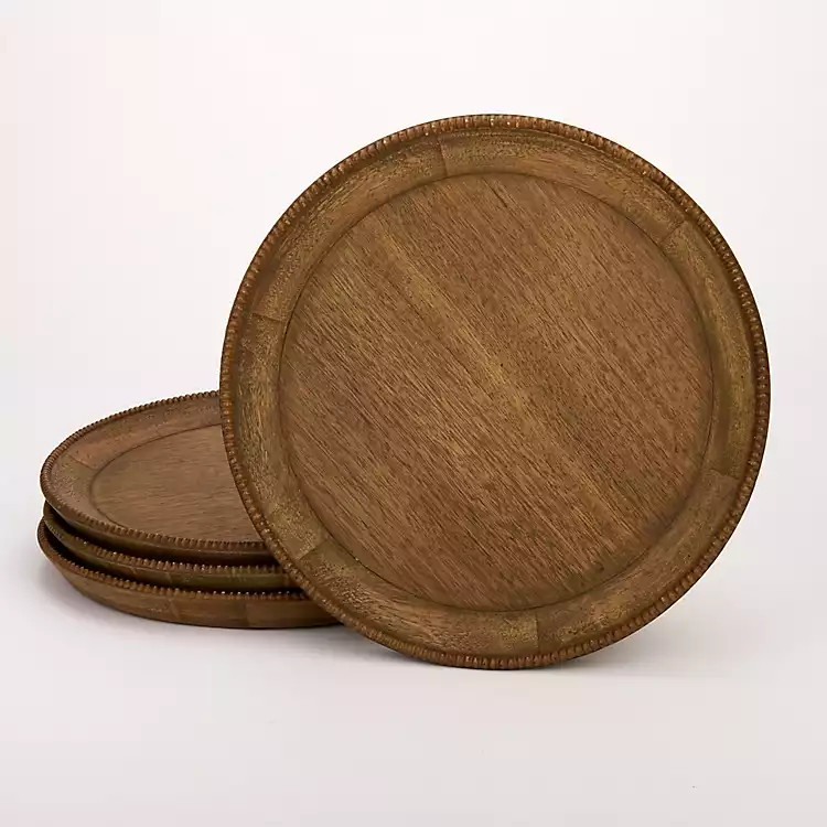 Walnut Wood Beaded Charger | Kirklands