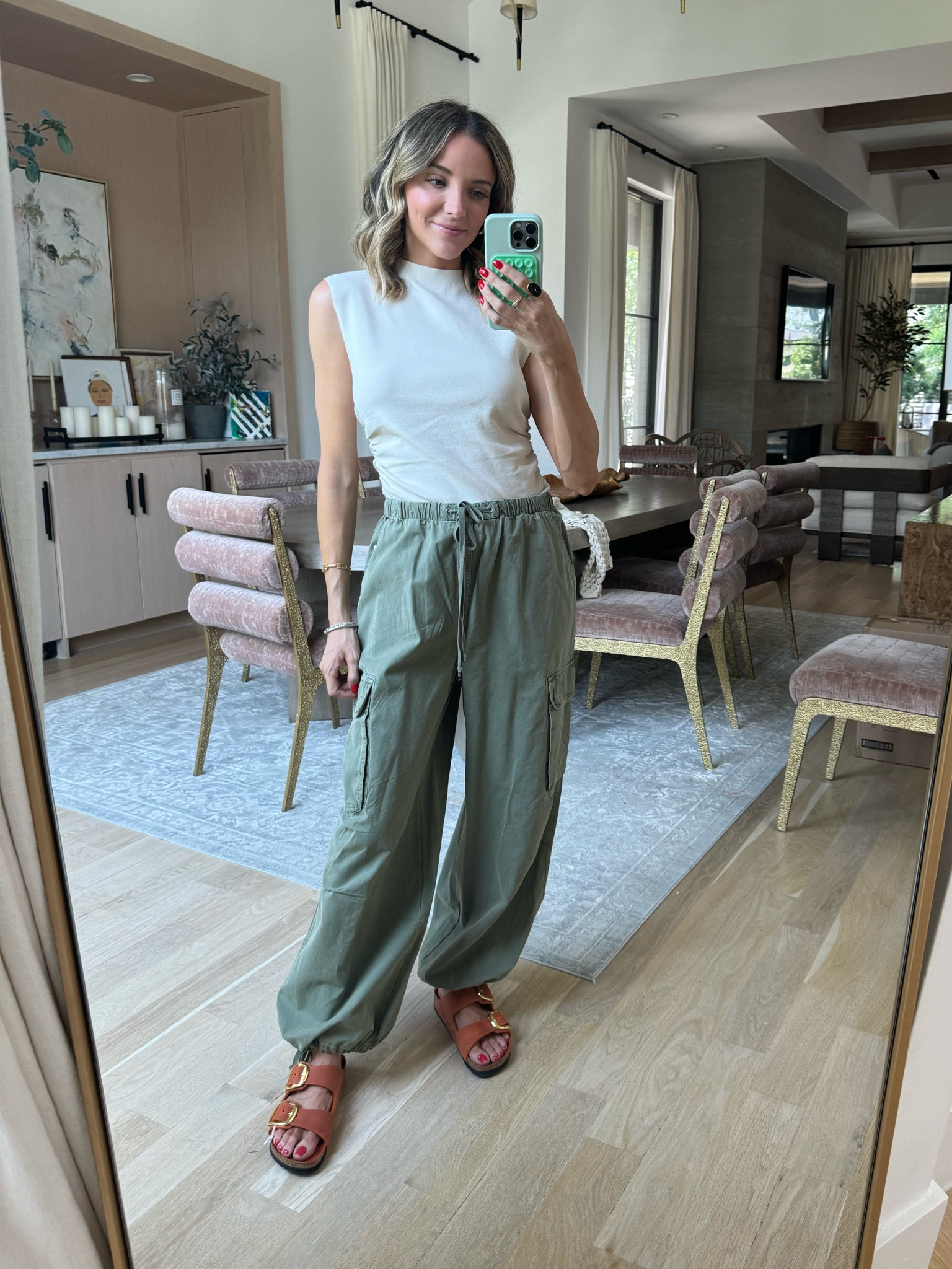 Nsale casual outfit 
Top — size small
Cargo pants — size small
Birkenstocks — size 39

#LTKSeasonal #LTKSaleAlert #LTKxNSale