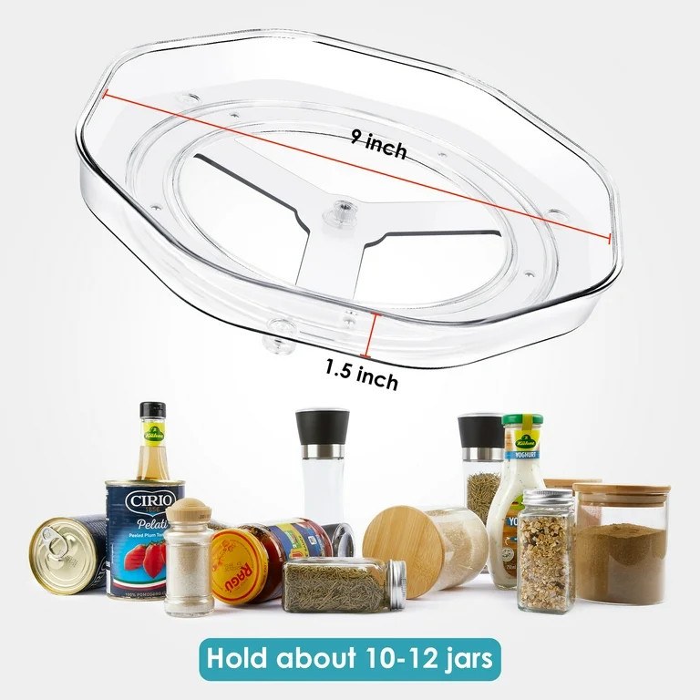 Clear Lazy Susan Organizer, Vtopmart 4 Pack Turntable Spice Rack, for Cabinets Kitchen, Counterto... | Walmart (US)