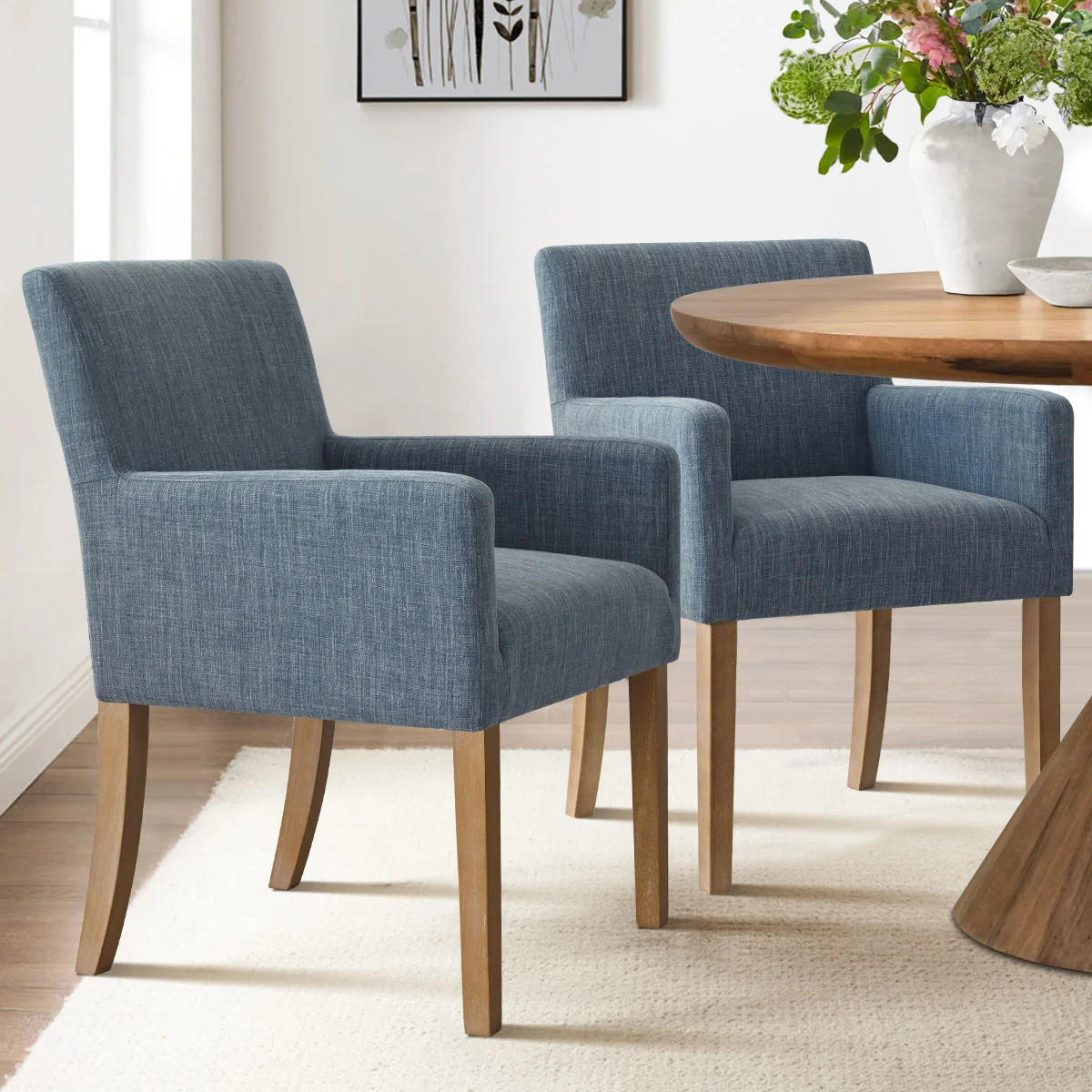 Kirjak 34" H Stain Resistant Linen Dining Armchair (Set of 2) | Wayfair North America