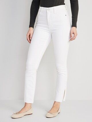 Extra High-Waisted Rockstar 360° Stretch Super-Skinny White Side-Split Jeans for Women | Old Navy (US)