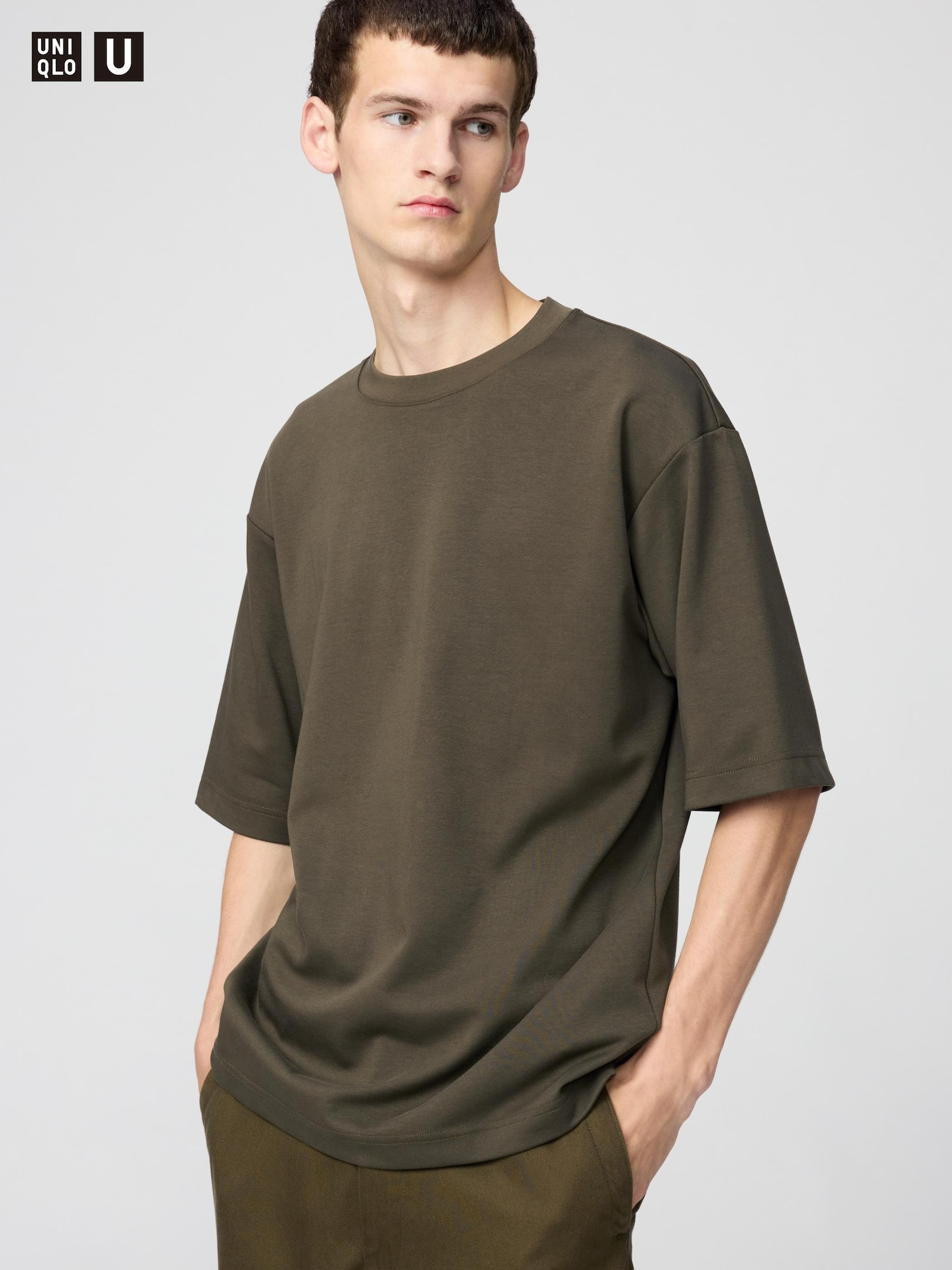 AIRism Cotton Oversized T-Shirt Half-Sleeve Olive Small UNIQLO US | UNIQLO (US)