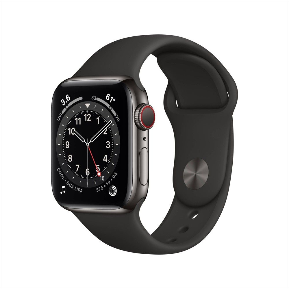 Apple Watch Series 6 GPS + Cellular, 40mm Graphite Stainless Steel Case with Black Sport Band | Target