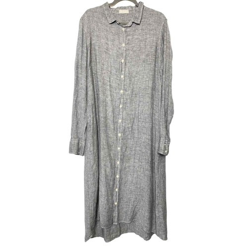 CP Shades Maxi Shirt Dress in Black Chambray Size Large 100% Linen 4617-143 | eBay US