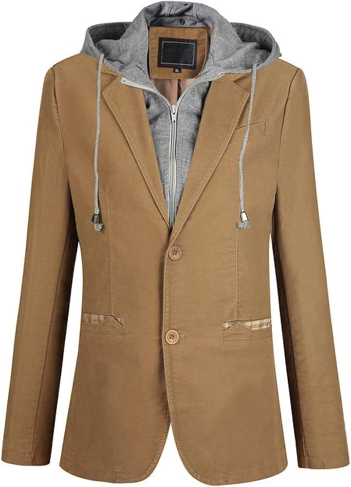 ebossy Man's Stylish Detachable Hooded Slim 2 Button Casual Blazer Jacket | Amazon (US)