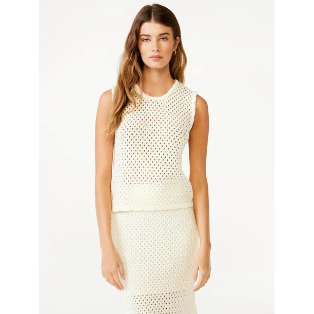 Free Assembly Women's Sleeveless Crochet Sweater Top, Sizes XS-XXXL | Walmart (US)