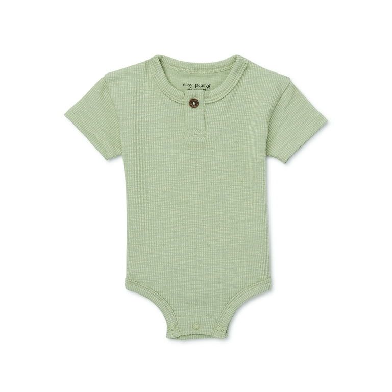 easy-peasy Baby Short Sleeve Henley Solid Bodysuit, Sizes 0-24 Months | Walmart (US)