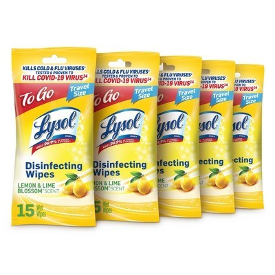 Lysol Lemon and Lime Blossom Disinfecting Wipes - 15ct/5pk | Target