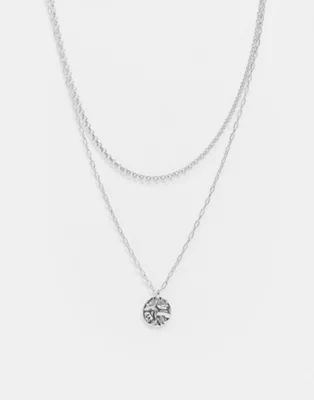 Topshop multirow necklace with coin pendant in silver | ASOS (Global)