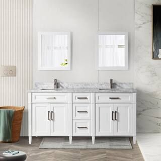 Vanity Art Savona 72 in. W x 22 in. D x 36 in. H Bath Vanity in White with Vanity Top in White wi... | The Home Depot