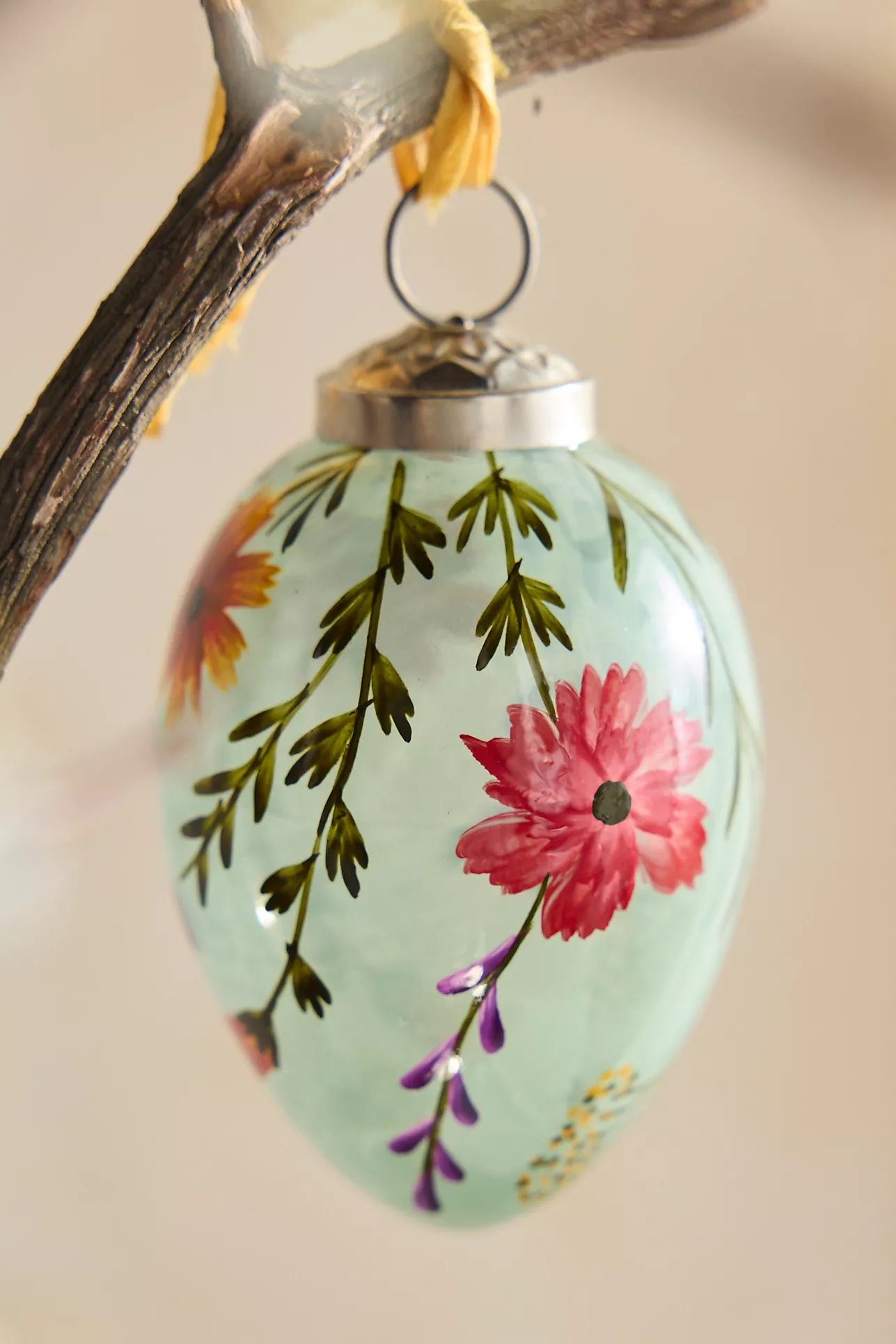 Floral Glass Egg Ornament | Terrain