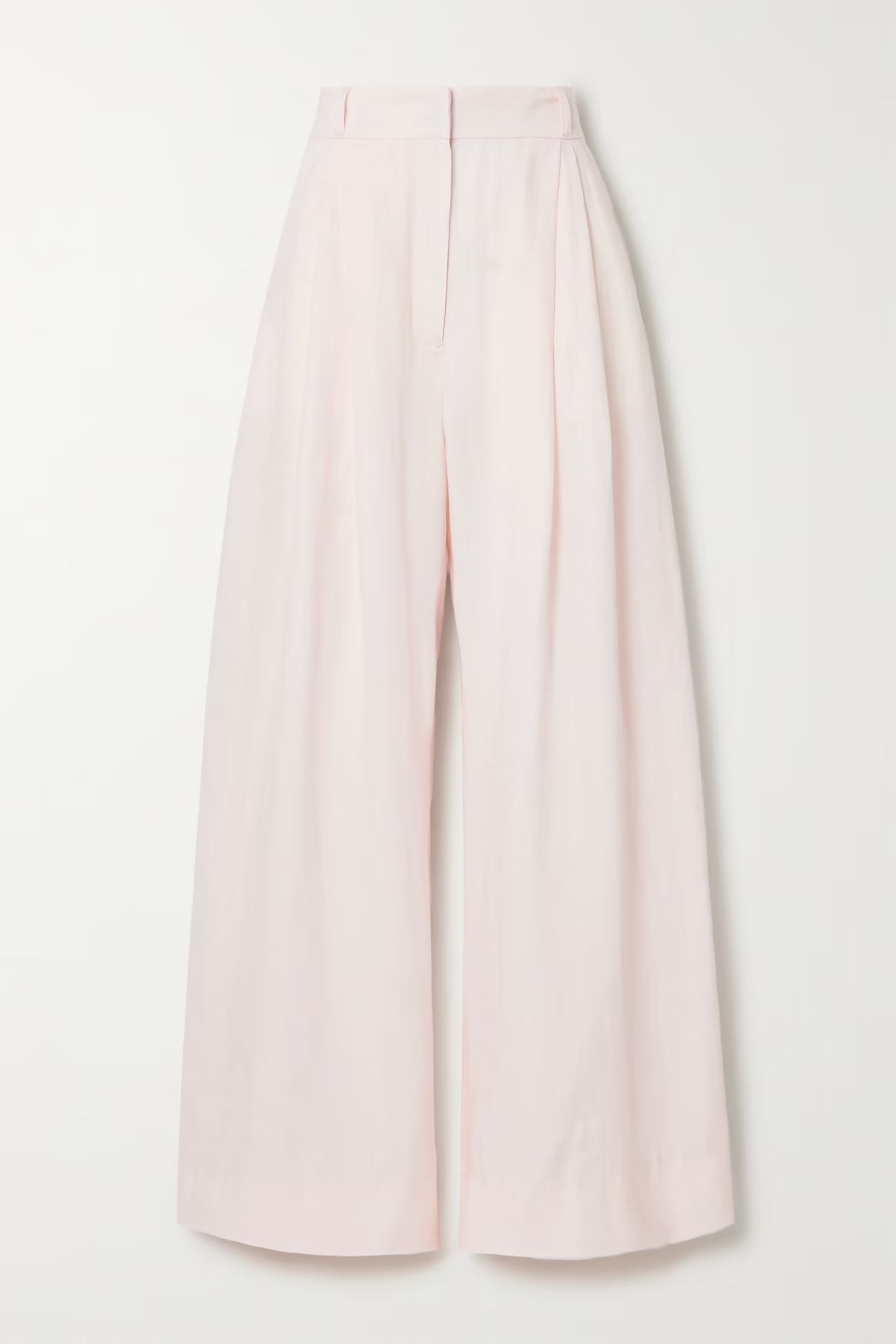 Three Graces London - Molly Pleated Linen Wide-leg Pants - Baby pink | NET-A-PORTER (UK & EU)