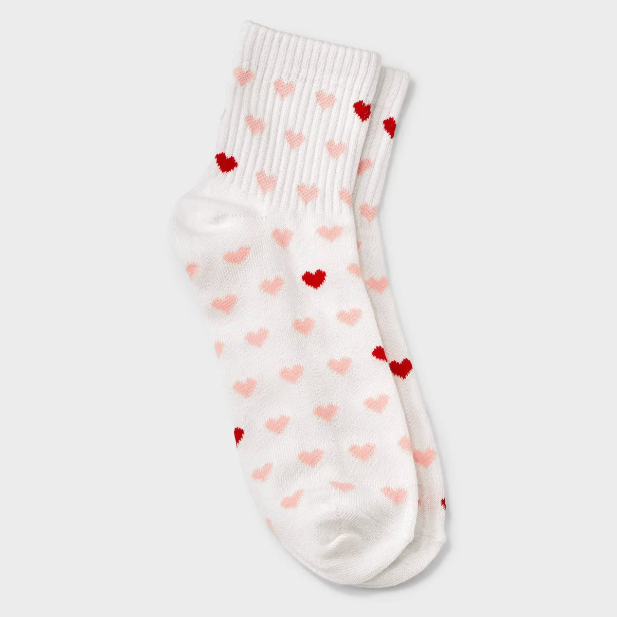 Women's Mini Hearts Valentine's Day Ankle Socks - Ivory/Pink/Red 4-10 | Target