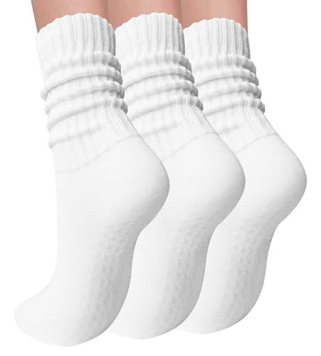 Elapse Space 3 Pairs Pilates Socks with Grips for Women Yoga Slouch Grippy Socks for Barre Workout Hospital | Amazon (US)