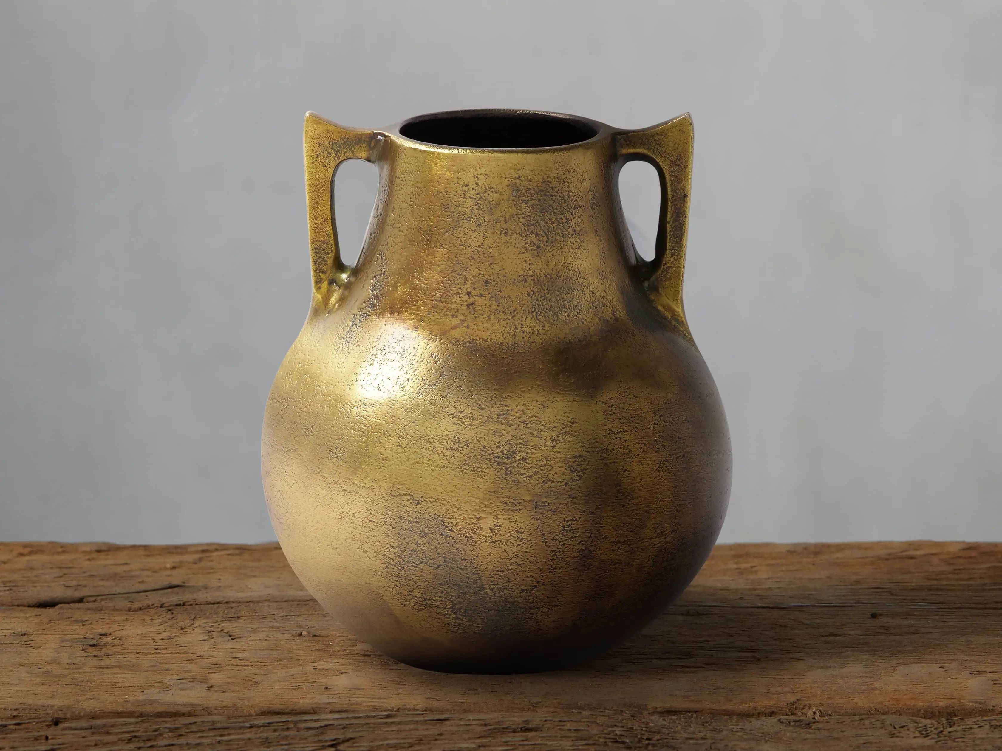 Taddeo Low Pot in Antique Brass | Arhaus