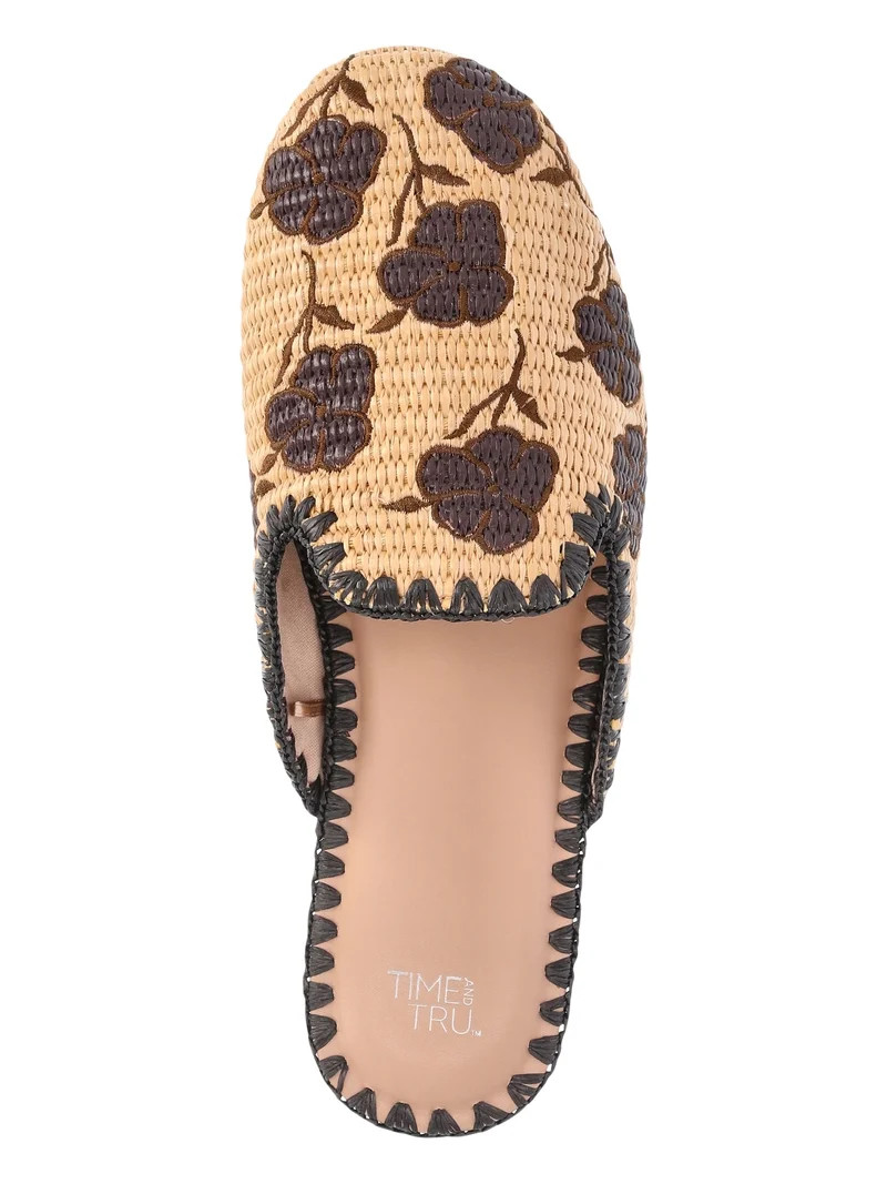 Time and Tru Women's Whipstitch Raffia Mules | Walmart (US)