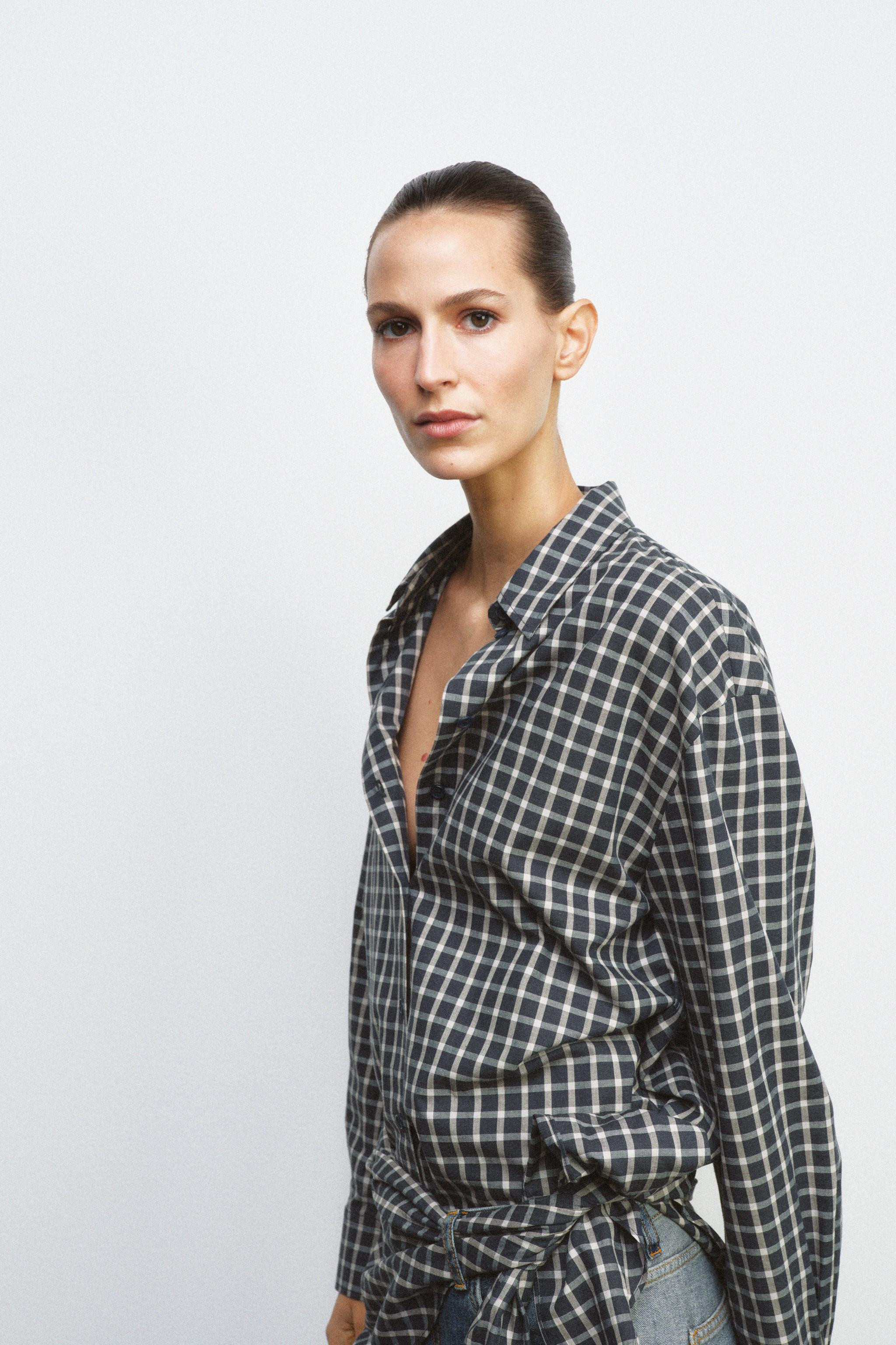 ZW COLLECTION CHECK SHIRT WITH SCARF | Zara UK