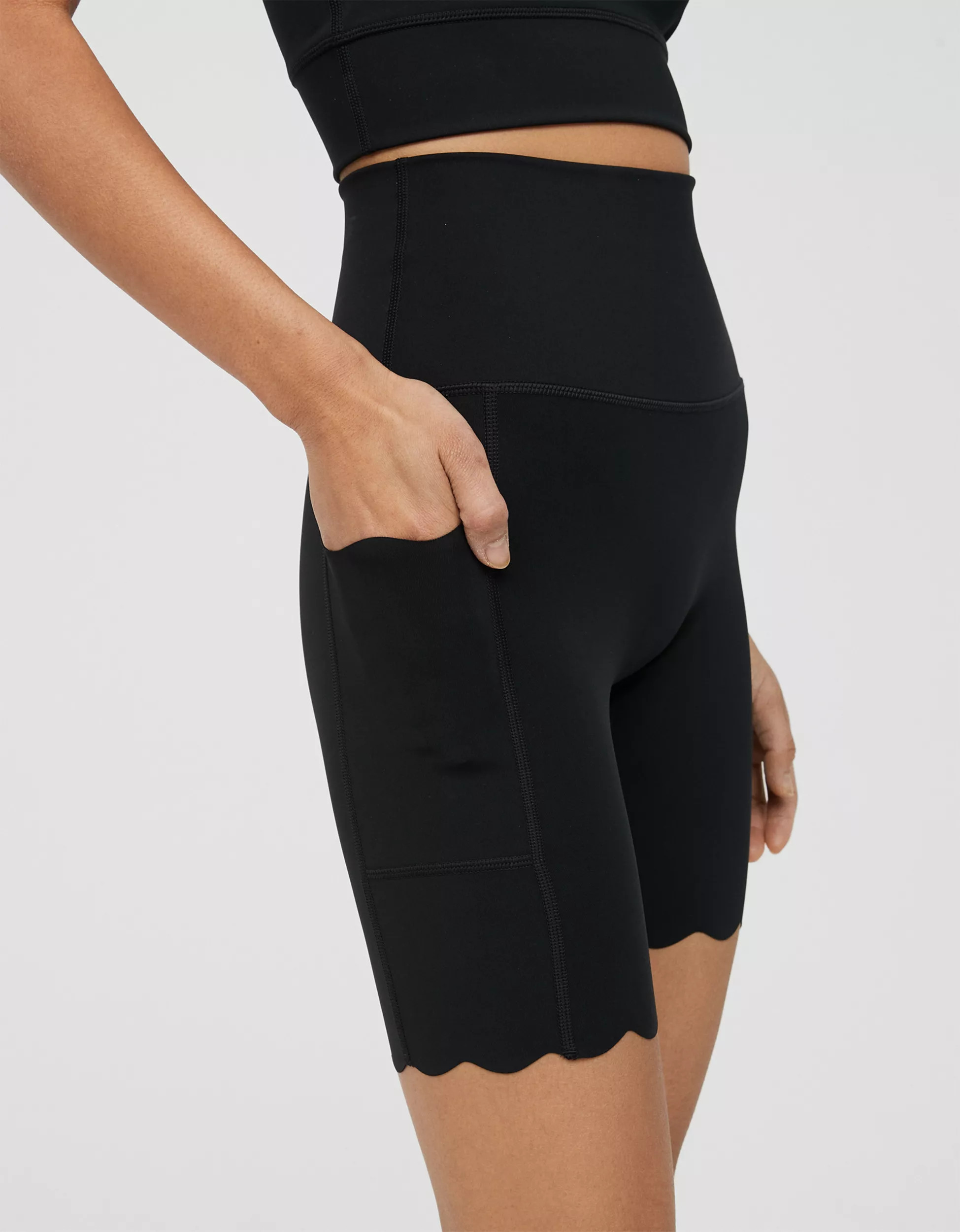 OFFLINE By Aerie Goals High Waisted Scallop 7" Bike Short | American Eagle Outfitters (US & CA)
