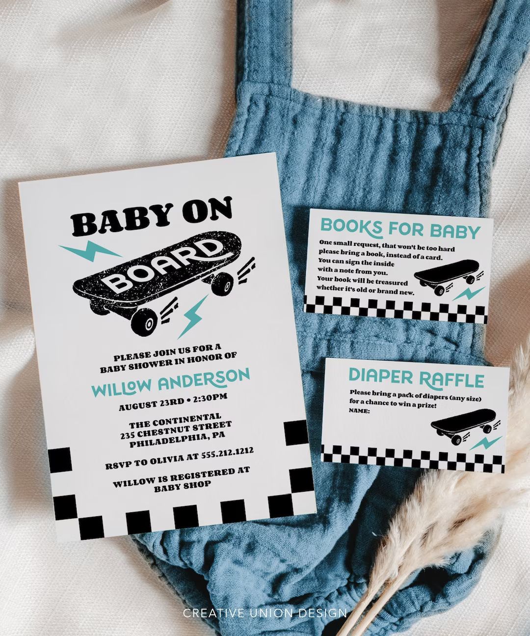 Baby on Board Baby Shower Invitation Set Template, Printable Thank You Card, Diaper Raffle, Books... | Etsy (US)