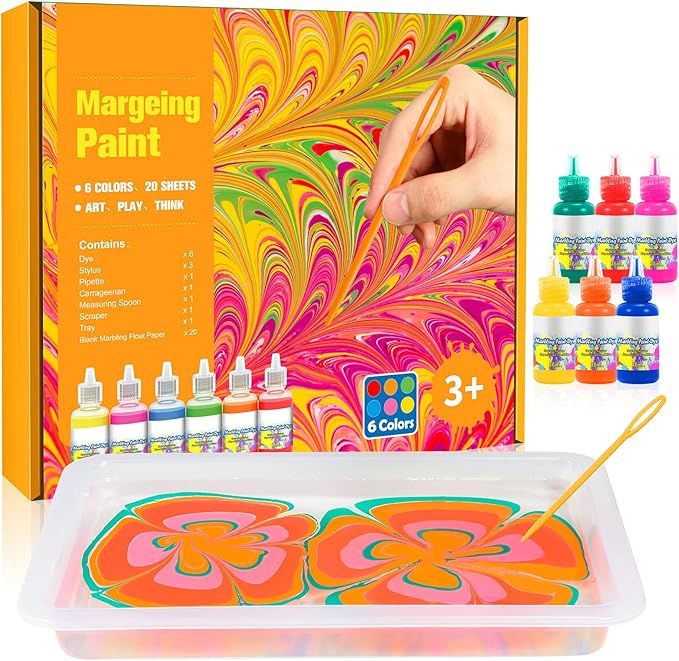 Water Marbling Paint Art Kit for Kids: Water Art Paint Set for Kids Age 4 5 6 7 8 9 10 Year Old G... | Amazon (US)