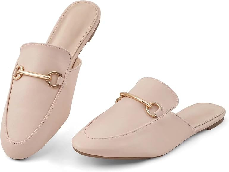 MUSSHOE Mules for Women Slip on Flats Loafers, Pointed Toe Womens Mules, Flat Loafers Shoes for Wome | Amazon (US)