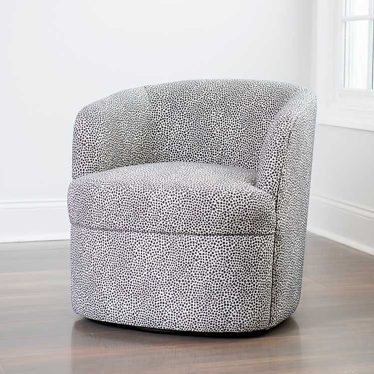 Charcoal Dotty Swiveling Barrel Accent Chair | Kirkland's Home
